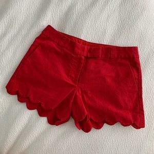 J Crew Scalloped Shorts Red Size 4